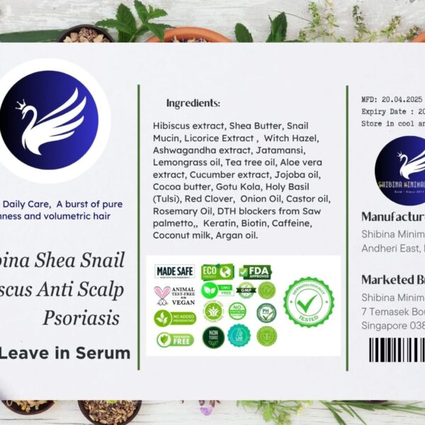 Shibina Shea Snail Hibiscus Anti Scalp Psoriasis Hair Leave In Serum -41 Ml